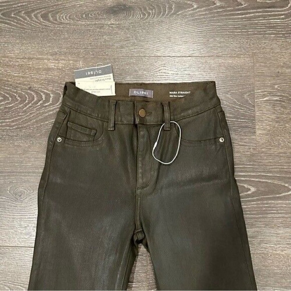 DL1961 Winter Green Mara Straight Mid Rise Instasculpt Ankle UltimateJeans 25 - Picture 7 of 16